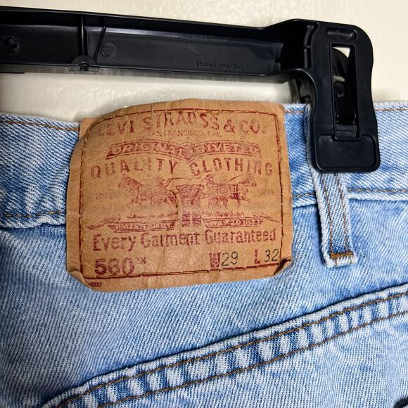 Vtg Levi's 560 Jeans 29x32 Loose Fit Tapered Celestial Hand Painted Artsy Sun - Picture 4 of 13